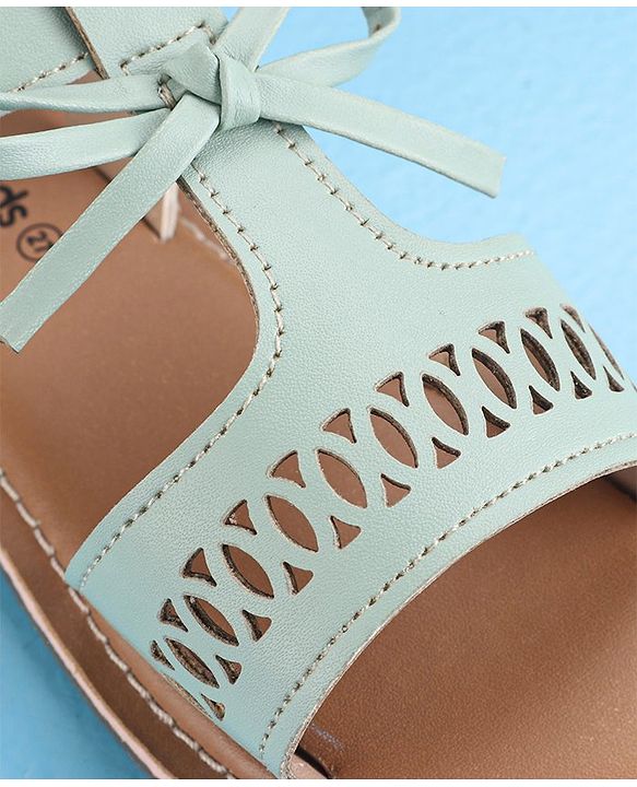 Pine Kids Party Wear Sandals Bow Appliques - Green