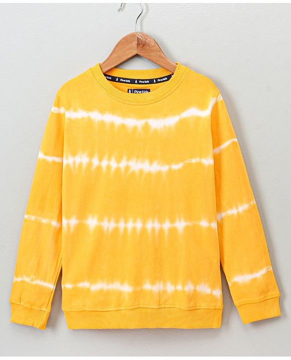 Pine Kids Full Sleeve Biowashed Sweatshirt Tie & Dye - Yellow