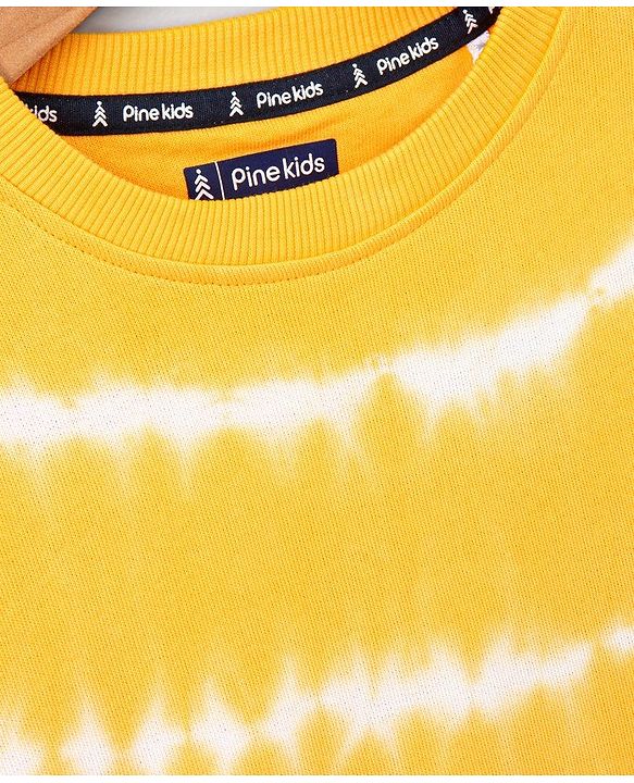 Pine Kids Full Sleeve Biowashed Sweatshirt Tie & Dye - Yellow