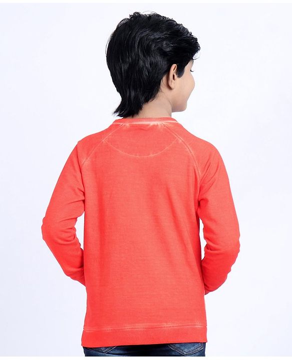 Pine Kids Full Sleeves Bio Wash Sweatshirt - Red