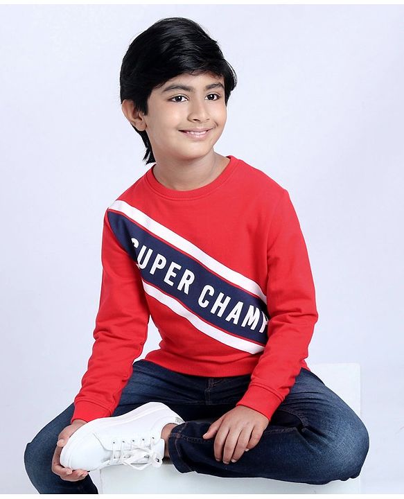 Pine Kids Full Sleeves Sweatshirt Text Print - Multicolour
