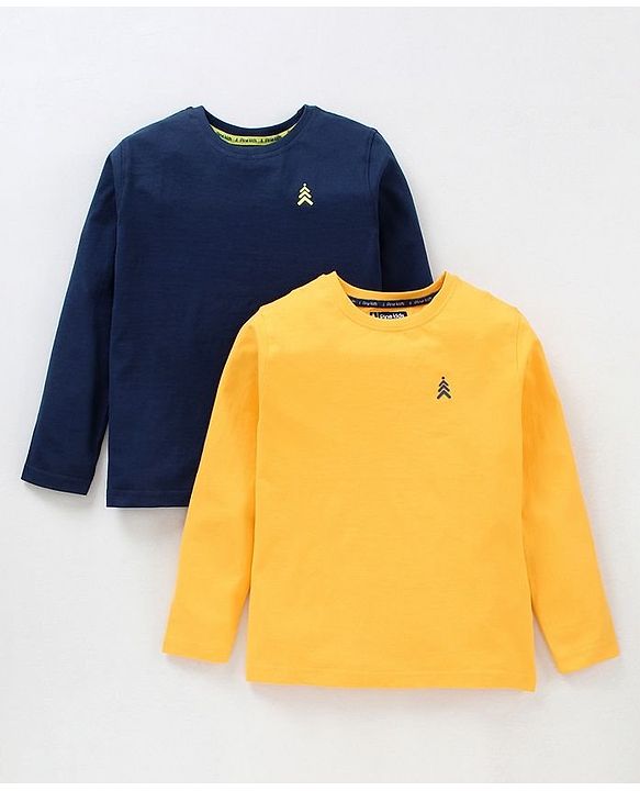 Pine Kids Full Sleeves Biowashed T-shirt Pack of 2 - Multicolour