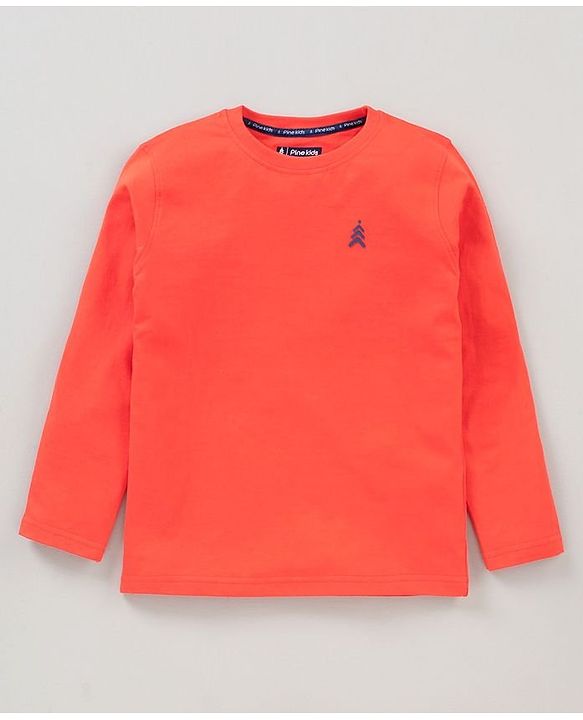 Pine Kids Full Sleeves Biowashed T-shirt Pack of 2 - Green Orange