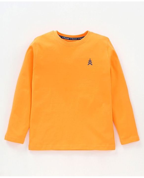 Pine Kids Full Sleeves Biowashed T-shirt Pack of 2 - Green Orange