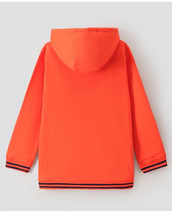 Pine Kids Full Sleeves Bio Wash Hooded Sweatshirt - Orange