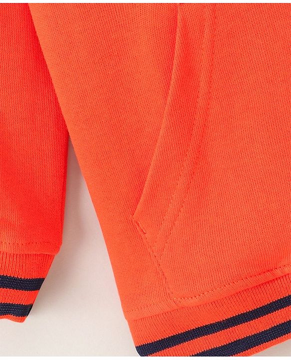 Pine Kids Full Sleeves Bio Wash Hooded Sweatshirt - Orange