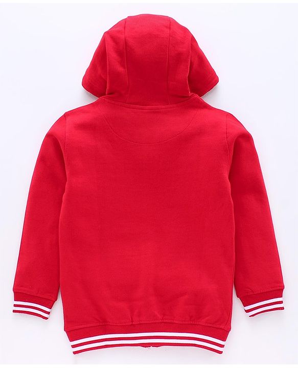 Pine Kids Full Sleeves Bio Wash Hooded Sweat Jacket - Red