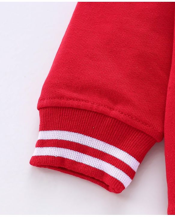 Pine Kids Full Sleeves Bio Wash Hooded Sweat Jacket - Red