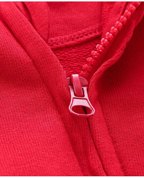 Pine Kids Full Sleeves Bio Wash Hooded Sweat Jacket - Red