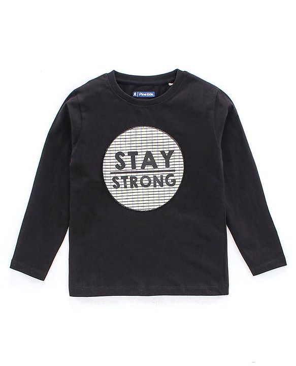 Pine Kids Full Sleeves Bio Wash Tee - Black