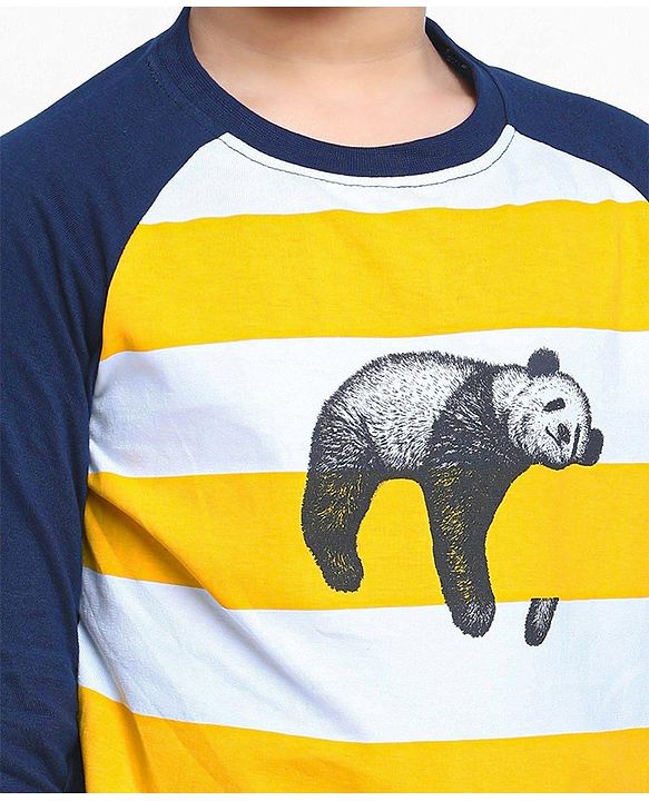 Pine Kids Full Sleeves Bio Wash Tee - Blue Yellow