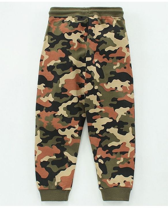 Pine Kids Full Length Bio Washed Track Pant Camouflage Print - Green