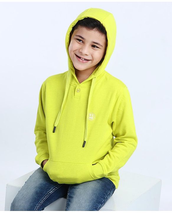 Pine Kids Full Sleeves Hooded Sweatshirt - Lime Green