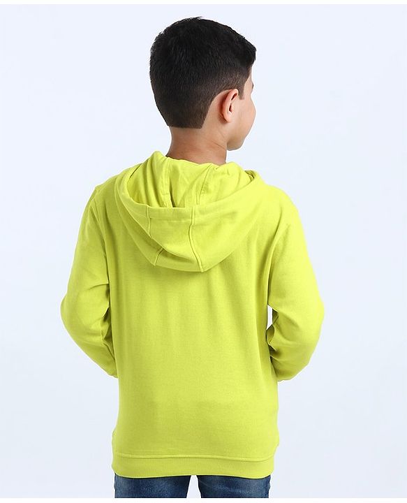 Pine Kids Full Sleeves Hooded Sweatshirt - Lime Green