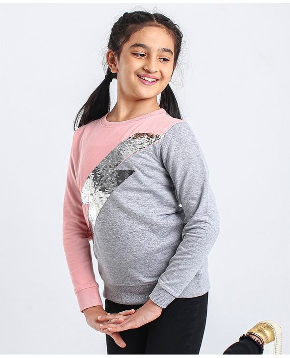 Pine Kids Biowashed Full Sleeves Sweatshirts - Pink