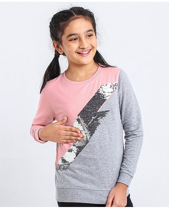 Pine Kids Biowashed Full Sleeves Sweatshirts - Pink