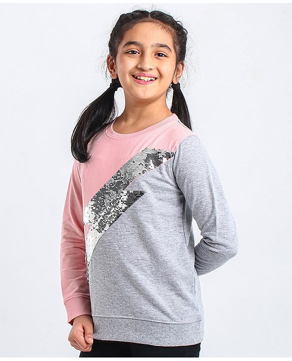 Pine Kids Biowashed Full Sleeves Sweatshirts - Pink