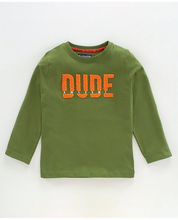 Pine Kids Full Sleeves Bio Washed T-Shirt - Green