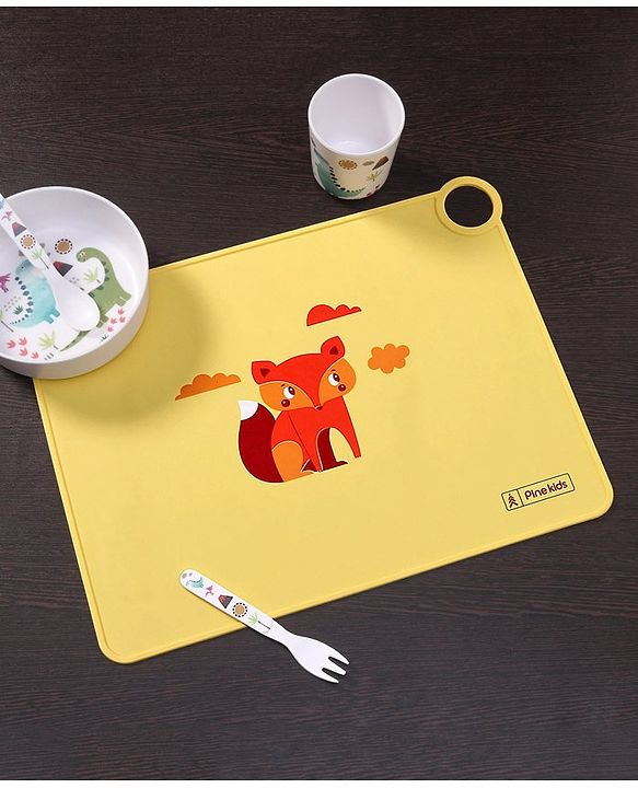 Pine Kids Silicone Animal Printed Placemat - Yellow