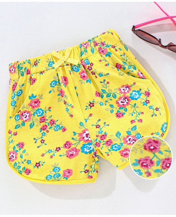Babyhug Shorts Floral Print - Yellow