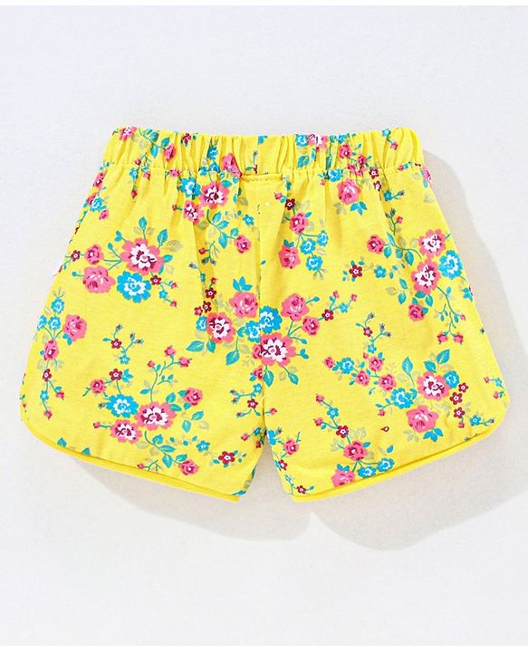 Babyhug Shorts Floral Print - Yellow