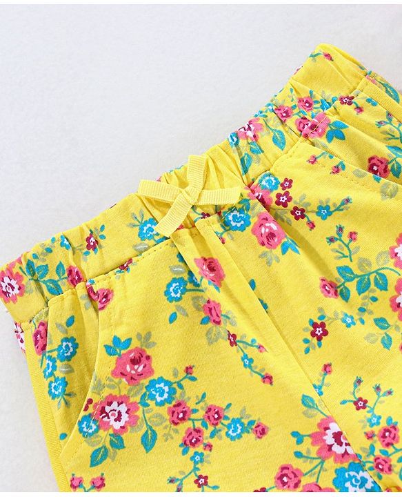 Babyhug Shorts Floral Print - Yellow