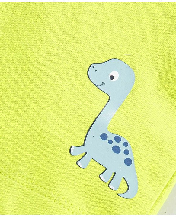 Babyhug Mid Thigh Shorts Dino Print - Lime Yellow