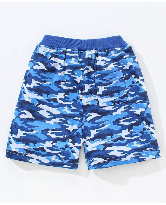 Babyhug Shorts With Drawstring Camouflage Print - Blue