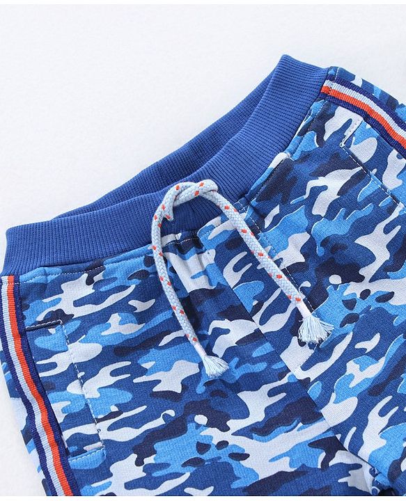 Babyhug Shorts With Drawstring Camouflage Print - Blue