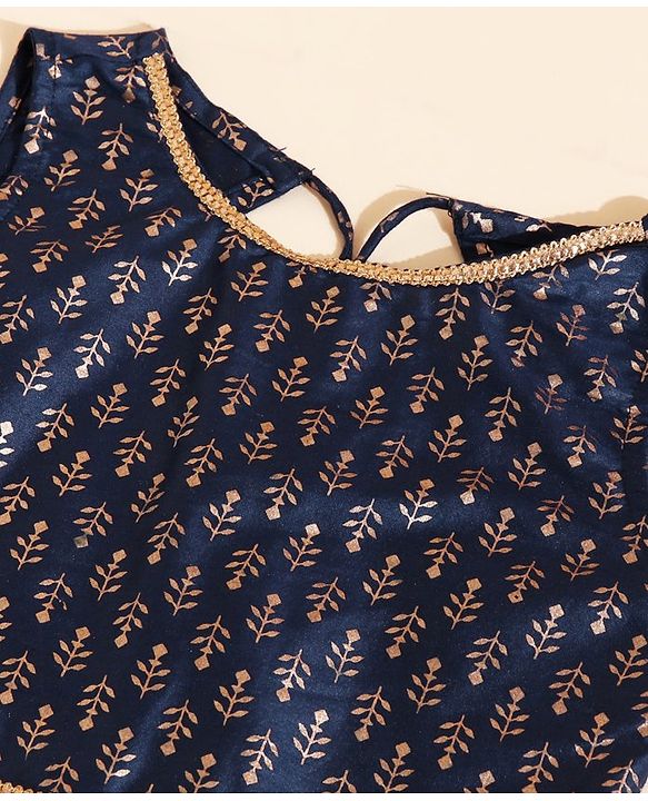 Babyhug Sleeveless Sequin Choli with Lehenga and Dupatta  - Blue Pink