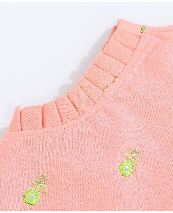 Babyhug Sleeveless Sequined Choli and Ghagra Set with Ruffled Dupatta - Pink