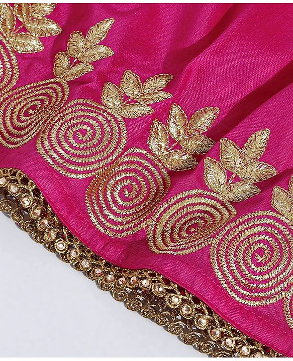 Babyhug Sleeveless Choli & Lehenga With Dupatta Embroidery - Turq Fuschia