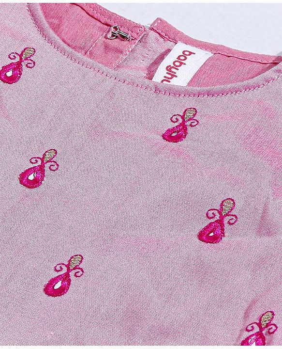 Babyhug Sleeveless Choli & Lehenga With Dupatta Embroidery - Pink