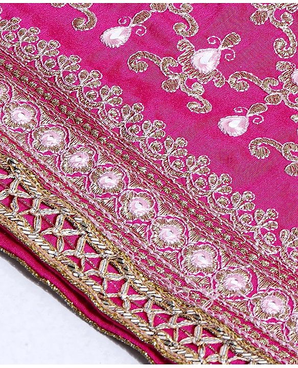 Babyhug Sleeveless Choli & Lehenga With Dupatta Embroidery - Pink