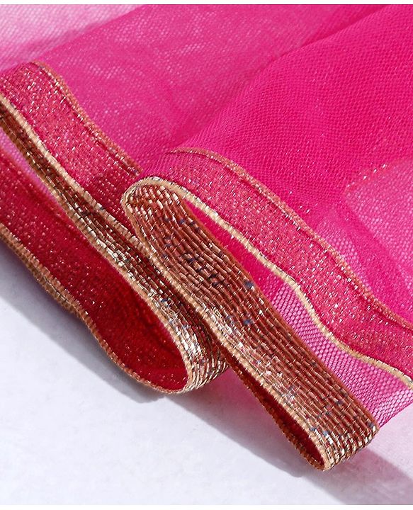 Babyhug Sleeveless Choli & Lehenga With Dupatta Embroidery - Pink
