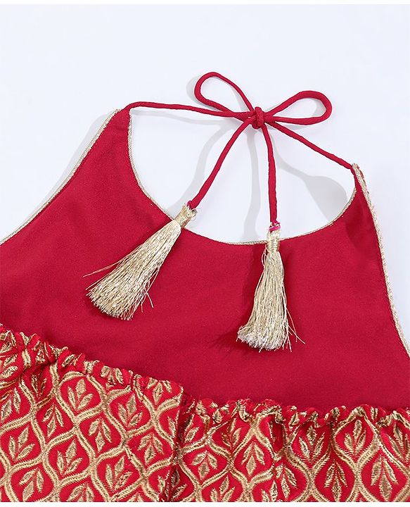 Babyhug Sleeveless Choli & Lehenga with Dupatta - Red