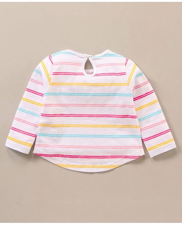 Babyhug Full Sleeves Striped Top & Pant Set Minnie Mouse Print- Pink