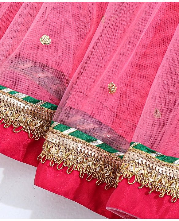 Babyhug Half Sleeves Choli & Lehenga With Dupatta - Pink
