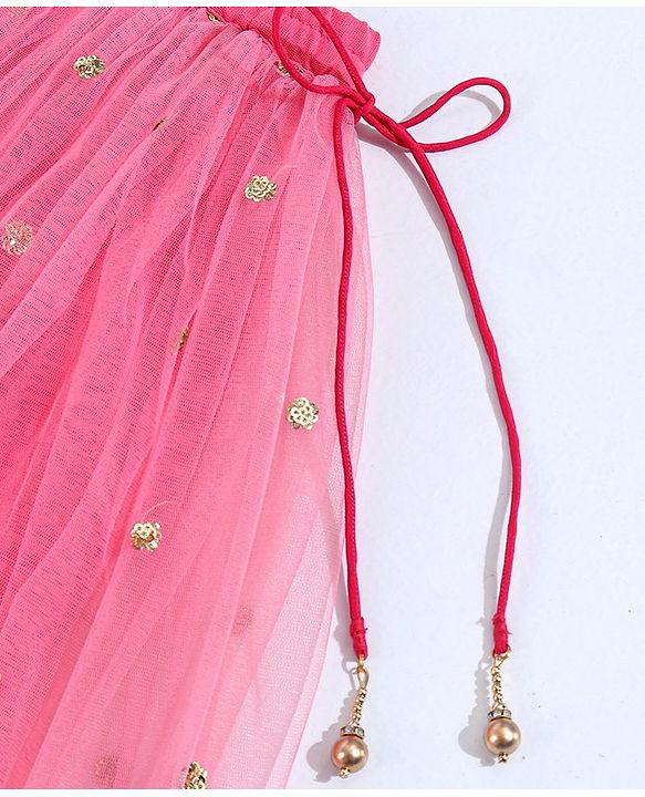 Babyhug Half Sleeves Choli & Lehenga With Dupatta - Pink