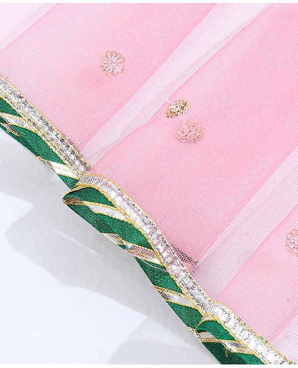 Babyhug Half Sleeves Choli & Lehenga With Dupatta - Pink