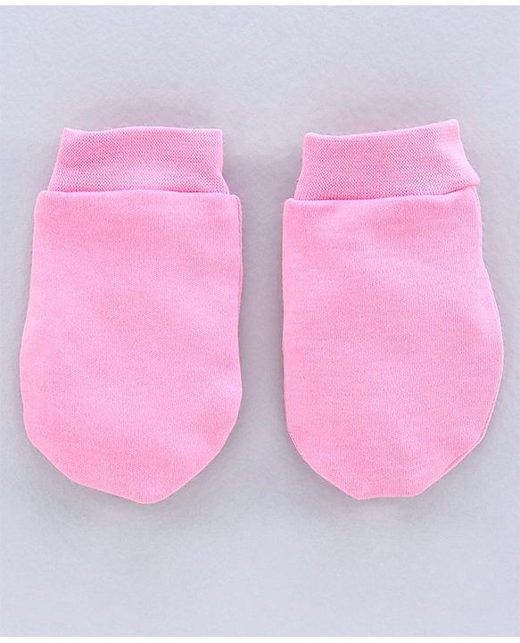 Babyhug 100% Cotton Mittens Solid Floral Printed Pack of 3 - Pink Yellow Blue