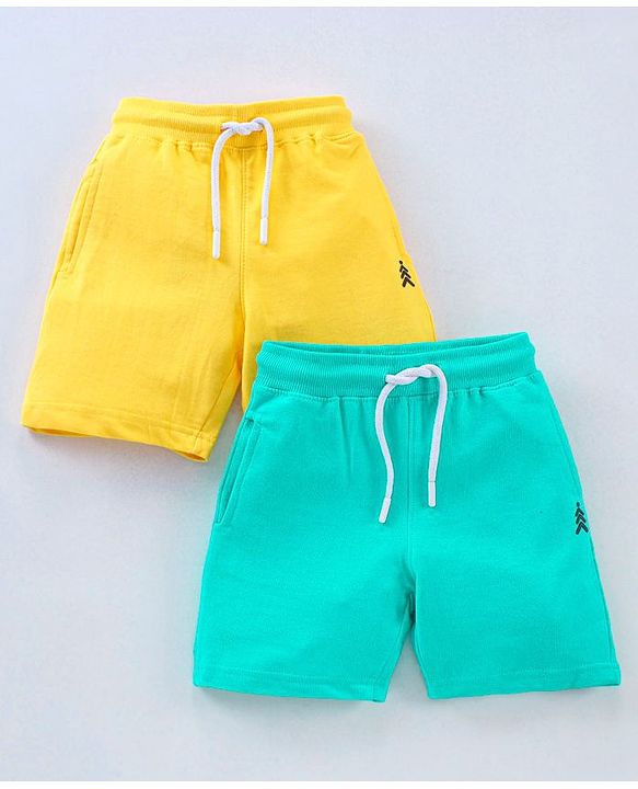 Pine Kids Biowash Shorts With Drawstring - Yellow Green