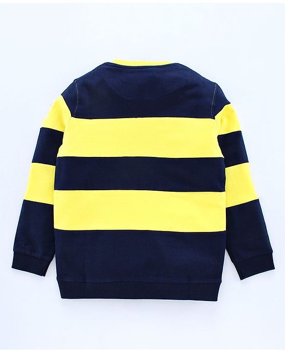 Pine Kids Full Sleeves Biowashed Striped Sweatshirt - Navy