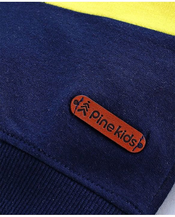 Pine Kids Full Sleeves Biowashed Striped Sweatshirt - Navy