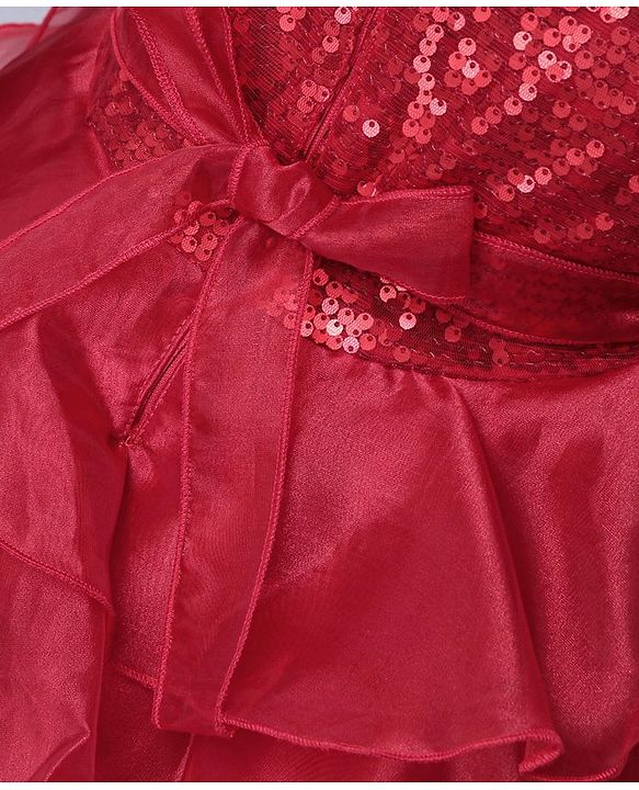 Babyhug Sleeveless Embellished Frock Bow Applique - Red