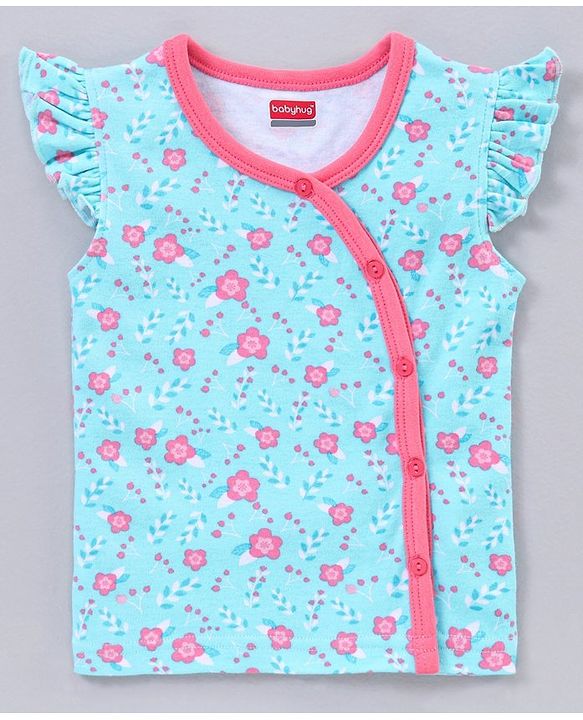 Babyhug 100% Cotton Short Sleeve Vests Strawberry Print Pack of 5 - Blue White Pink