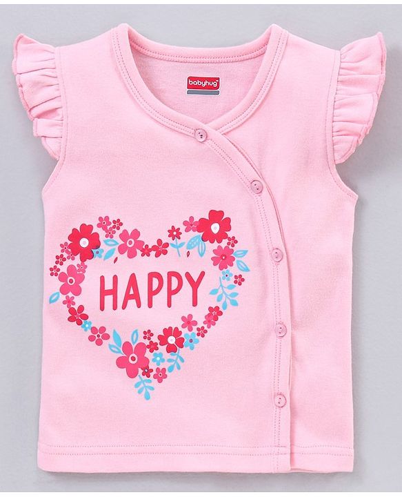 Babyhug 100% Cotton Short Sleeve Vests Strawberry Print Pack of 5 - Blue White Pink