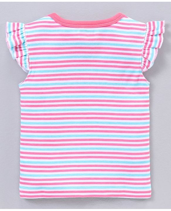 Babyhug 100% Cotton Short Sleeve Vests Strawberry Print Pack of 5 - Blue White Pink