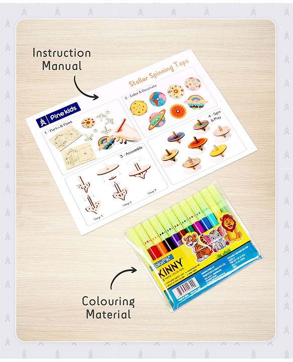 Pine Kids Stellar Spinning Tops DIY Activity Kit - Multicolour