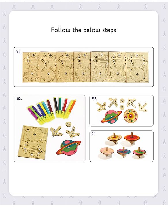 Pine Kids Stellar Spinning Tops DIY Activity Kit - Multicolour